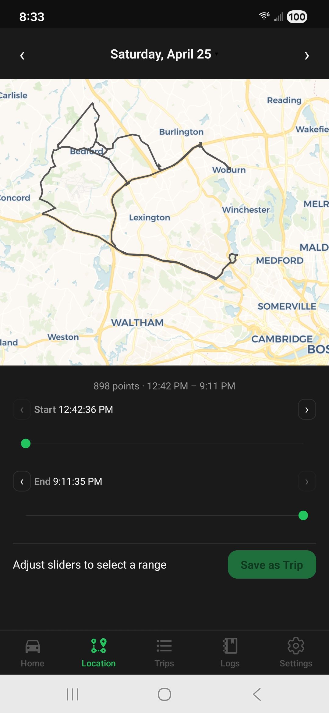 GPS route map